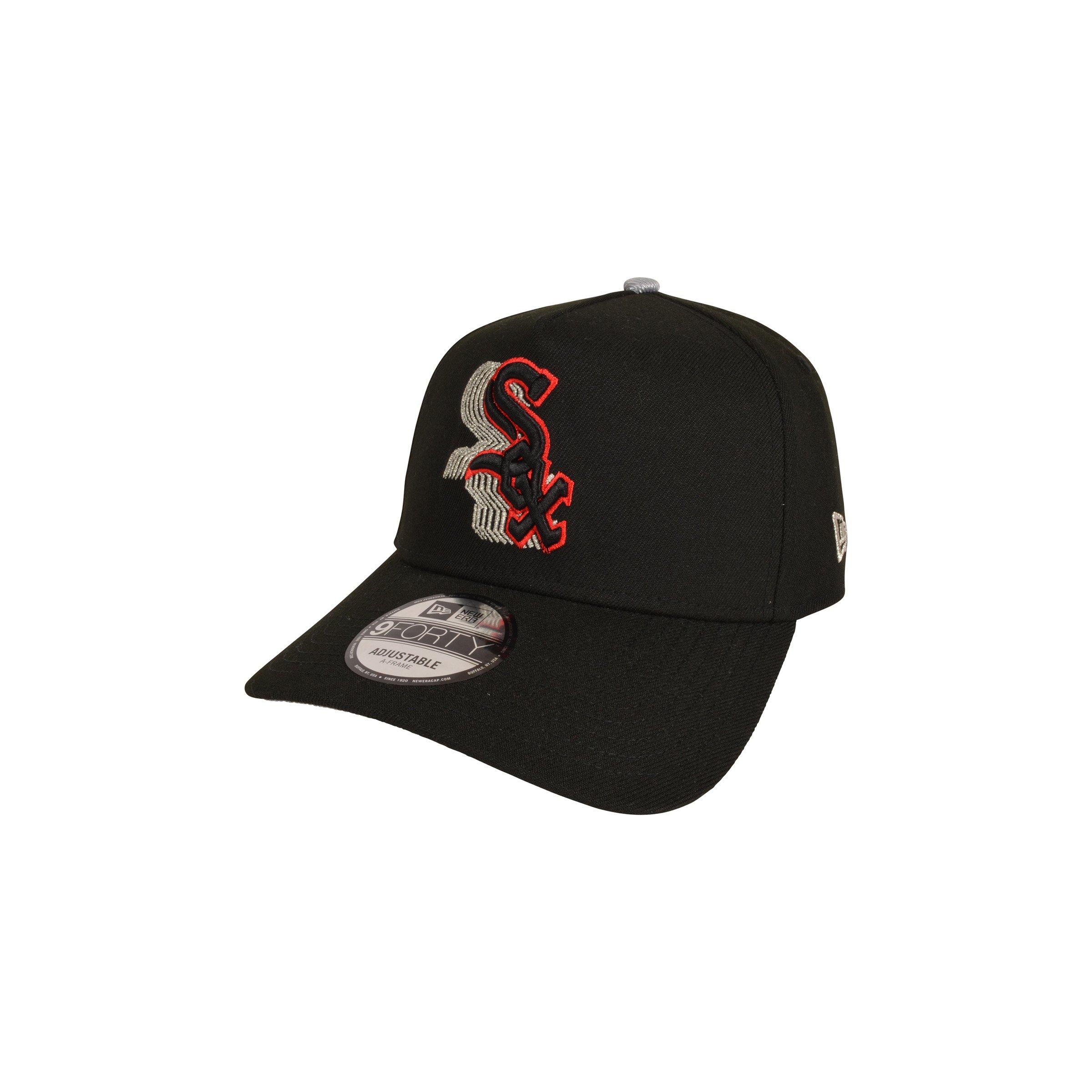 New Era Chicago White Sox 9FORTY Met Silver Snapback Hat - Black/Red - BLACK/RED